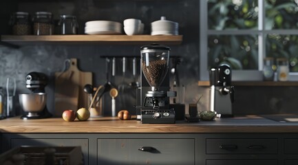 Coffee grinder on the kitchen countertop