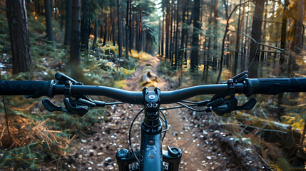 mountain bike navigating a rugged forest trail