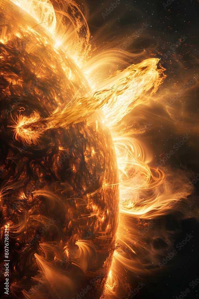 Poster Captivating Solar Flare:A Hypnotic Journey Through the Sun's Radiant Corona