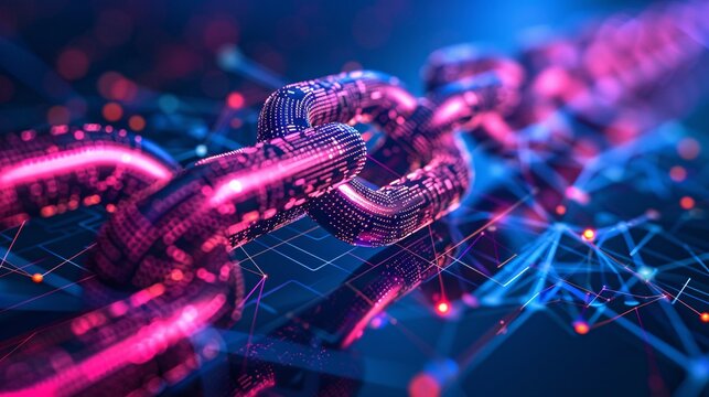 Blockchain technology background. Cryptocurrency fintech block chain network and programming concept. Abstract Segwit.