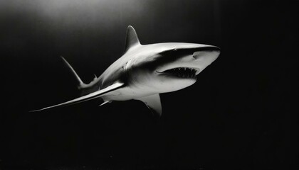 Obraz premium shark with dark black background color key black