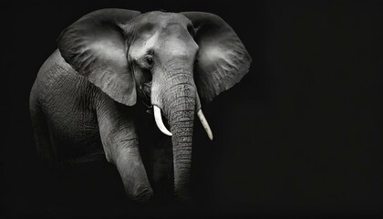 Elephant with dark black background color key black - obrazy, fototapety, plakaty