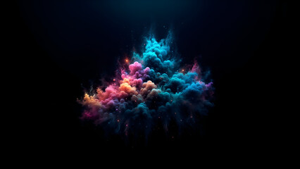 A colorful nebula with bright glowing stars