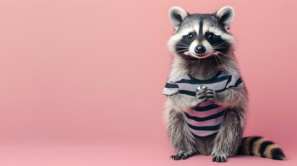 Surreal of Raccoon Referee on Vivid Pastel Background