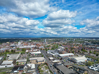 High Angle View of Wolverhampton City of metropolitan borough in the West Midlands, England, United...