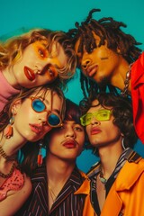 Dynamic Retro Pop Band Collage with 90s Fashion Vibes.