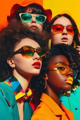 Dynamic Retro Pop Band Collage with 90s Fashion Vibes.