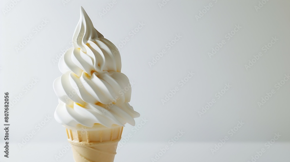Poster soft serve ice cream isolated on white background : Generative AI