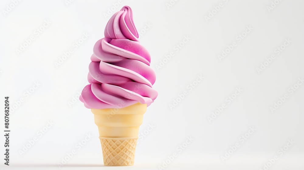 Poster soft serve ice cream isolated on white background : Generative AI