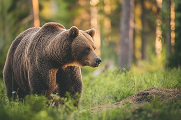 Fototapeta premium Majestic grizzly bear in the forest