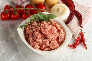 Raw minced pork uncooked meat