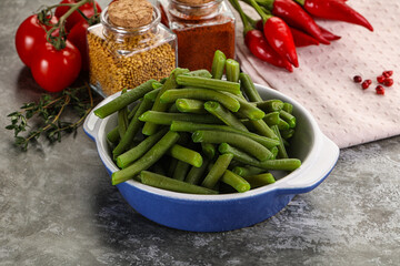 Vegan cuisine - boiled green bean