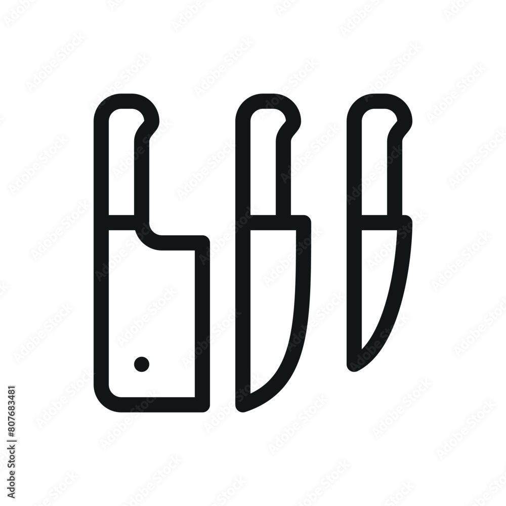 Canvas Prints knives set isolated icon, professional cooking knives vector symbol with editable stroke