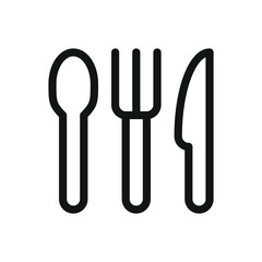 Cutlery set isolated icon, spoon knife fork vector symbol with editable stroke