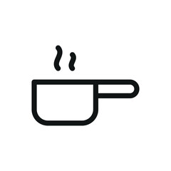 Saucepan isolated icon, sauce pan hot steam vector symbol with editable stroke
