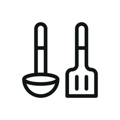 Kitchen utensils isolated icon, cooking utensils vector symbol with editable stroke
