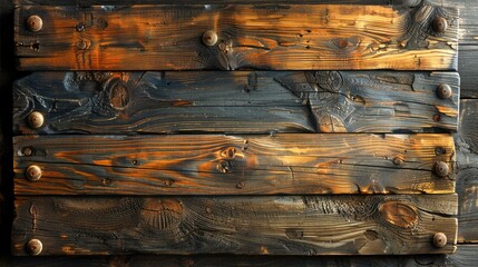 Detailed view of an aged piece of wood, showing its rough texture, natural color variations and intricate background pattern with copy space
