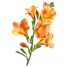 Freesia Flower, Exquisite Blossom of Elegance, Isolated on Transparent Background. PNG