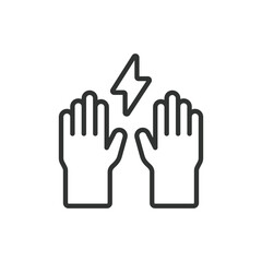 Protective gloves, in line design. Protective gloves, Gloves, Protection, Safety, Hand, Wear, Work on white background vector. Protective gloves editable stroke icon.