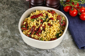 Vegetarian Pasta ptitim with vegetables