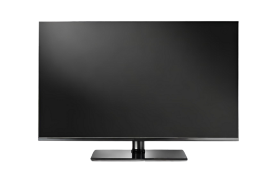 Lcd of  a smart TV screen on a transparent background. Mockup, png, cut out