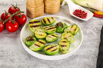 Grilled green brussel sprout cabbage