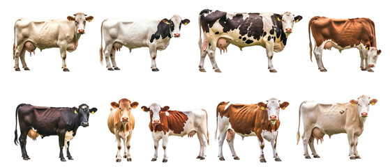 Obraz premium Cows on a white PNG transparent background