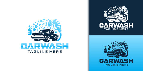 Pressure car wash logo design, car wash and automobile detailing vector template, Logo car wash on light background.