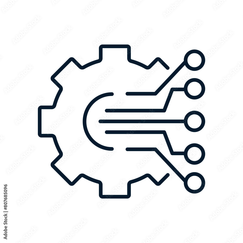 Poster concept of multi-channel control system, communication. vector linear icon isolated on white backgro