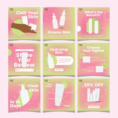 Skincare soft gradient mesh social media post template
