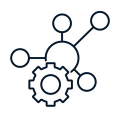 Obraz premium Interactive collaboration concept. vector linear icon isolated on white background.