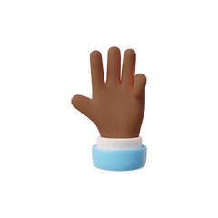 3D vector icon showing the number four sign, a hand gesture with fingers outlined