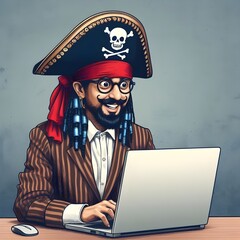 Office pirate illegally downloading software