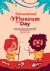 Flat vertical poster template for international museum day