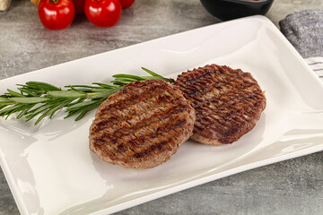 Grilled two beef burger cutlet