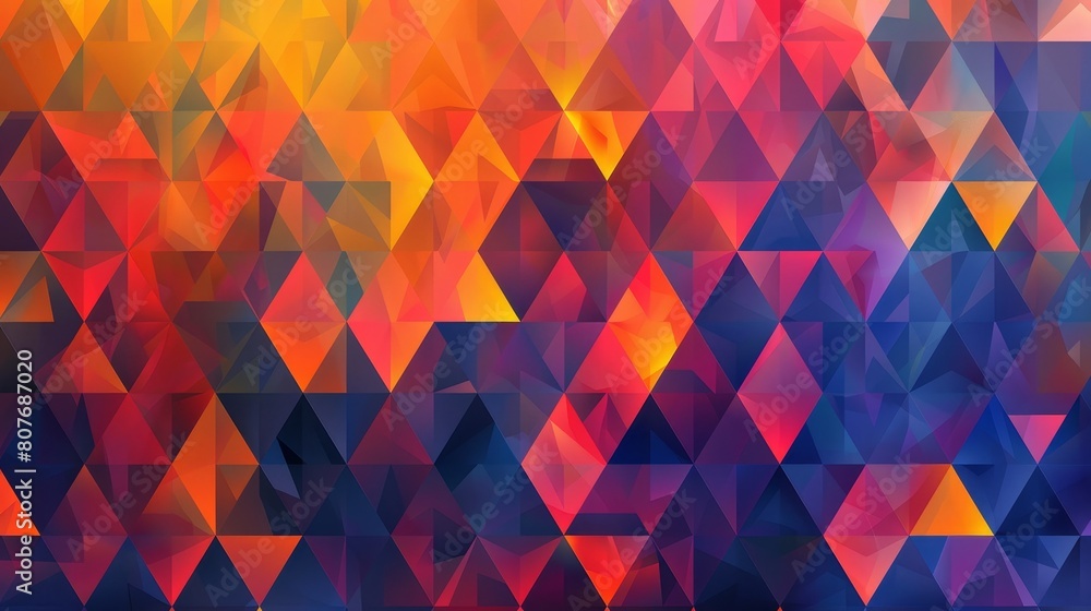 Poster pattern of abstract geometric triangles on a mosaic background