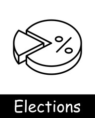 Elections set icon. Vote, candidate, speech, calendar, voting, percentage, diagram, statistics, pencil, hand, record, handshake, loudspeaker, people opinion, passport. Electoral campaign concept.