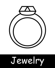 Jewelry set icon. Ring, diamond, adamant, cross, wedding rings, gemstone, luxury, heart, gift, chain, annulus, hoop, emerald, amethyst, sapphire. Expensive gifts concept.