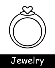 Jewelry set icon. Ring, diamond, adamant, cross, wedding rings, gemstone, luxury, heart, gift, chain, annulus, hoop, emerald, amethyst, sapphire. Expensive gifts concept.