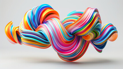 3D Illustration of twisted colourful
