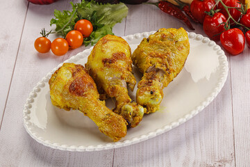 Roasted Chicken leg drumsticks with curry sauce