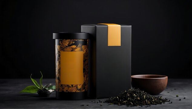 blank tea packaging mockup with tea. Organic tea branding and packaging mockup.