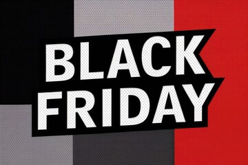 Bold Black Friday Text Overlay on Dynamic Red and Black Background Design