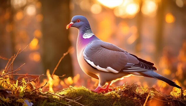 The common wood pigeon or common woodpigeon (Columba palumbus), also known as simply wood pigeon, wood-pigeon or woodpigeon