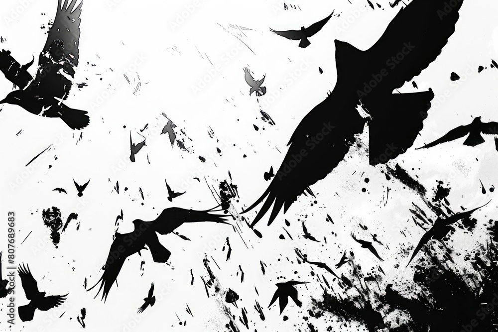 Aufkleber a flock of birds flying through the air. suitable for nature and freedom concepts