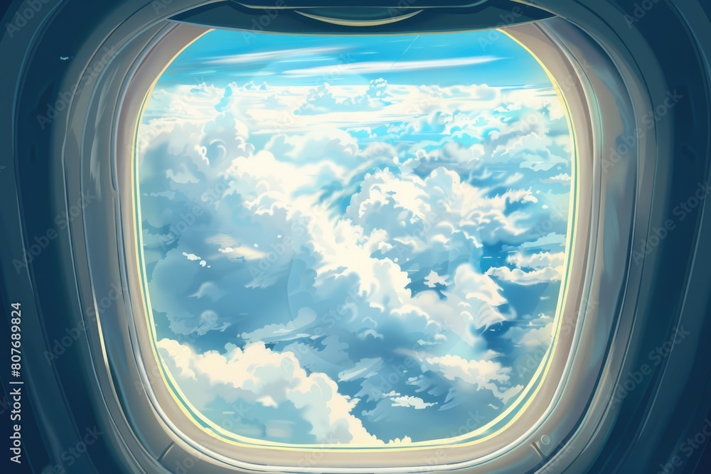 Aufkleber a scenic view of the sky from an airplane window. ideal for travel and aviation concepts