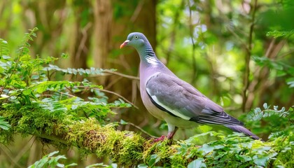 Obraz premium The common wood pigeon or common woodpigeon (Columba palumbus), also known as simply wood pigeon, wood-pigeon or woodpigeon