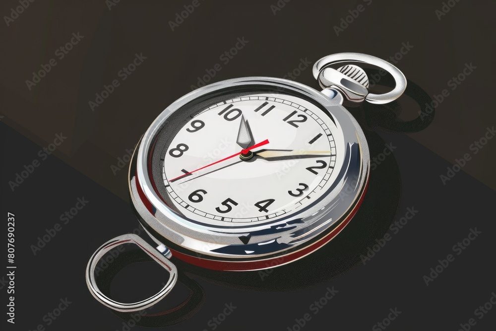 Poster close up of a pocket watch on a wooden table. ideal for time management concepts