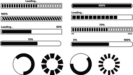 Ascending downloading icon on website, circle square downloading tube.