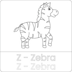 Zebra Coloring Page – Striped African Animal Line Art for Kids